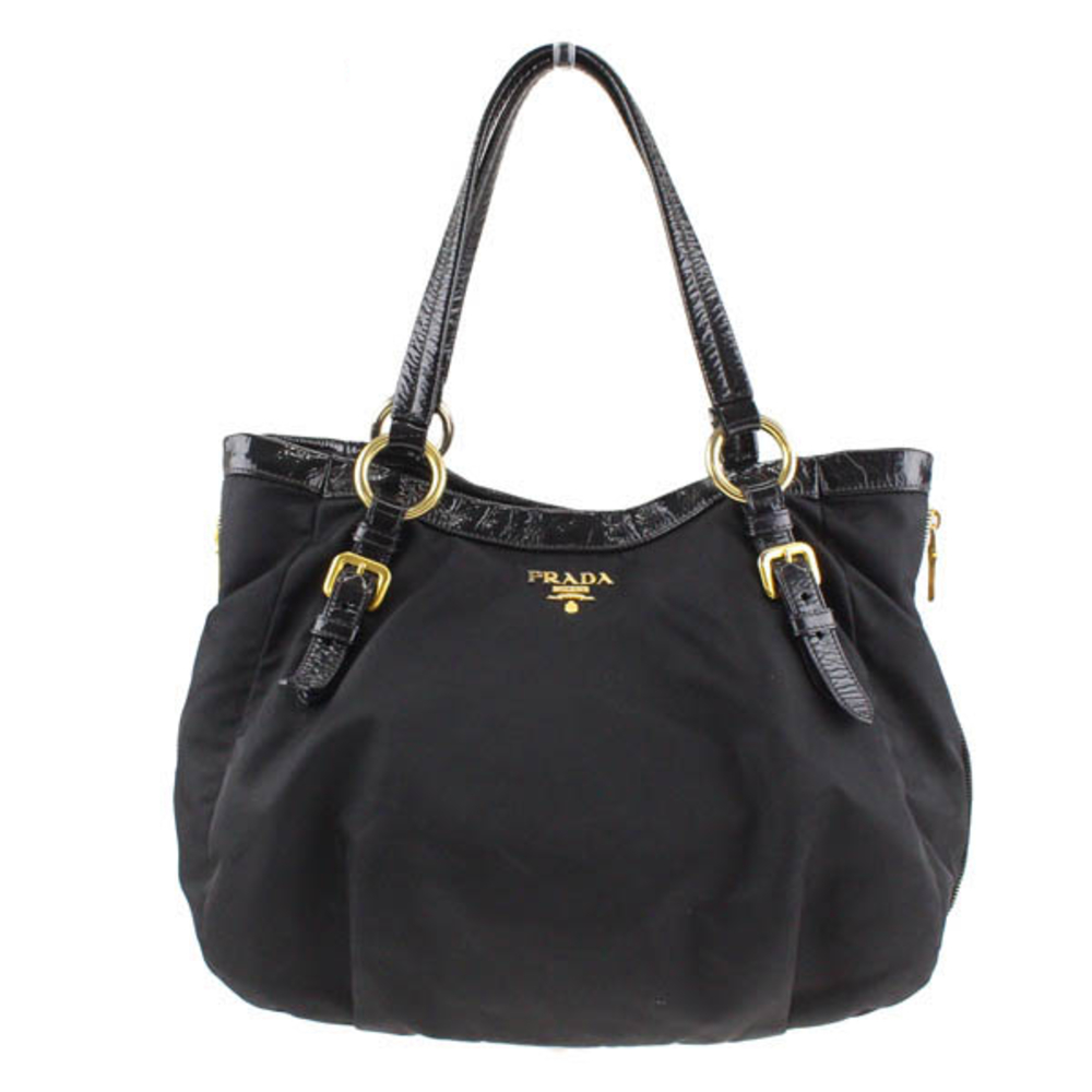 Prada Pocono Tote Ladies Shoulder Bag Nylon X Enamel Black - Picture 1 of 9